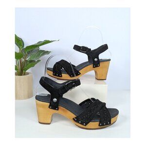 UGG Luella Women's 6 Black Suede & Leather Sandals S/N 1000803 NWOB